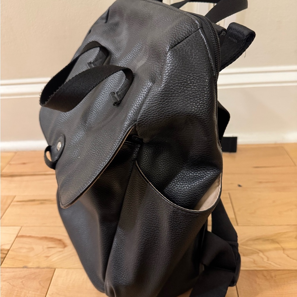 Babymel Black Faux Leather Convertible Diaper Backpack - Picture 4 of 7
